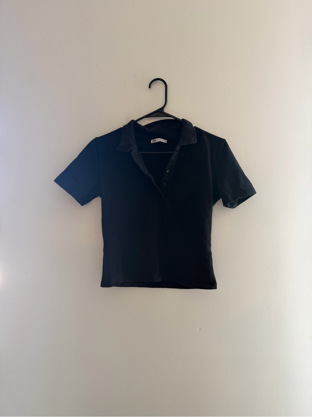 Zara Black Cropped Polo